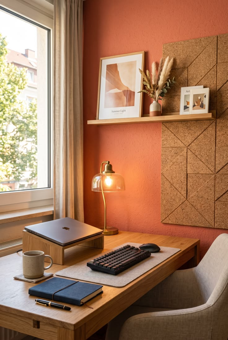 Creative Workspace Corner: Setting Up a Home Office with a Wooden Laptop Stand